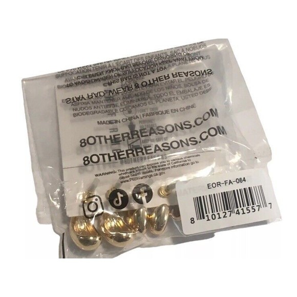 8 Other Reasons Gold Plated Half Moon Charlotte Hoop Set 3 Pair Earrings Set NEW - Picture 7 of 9